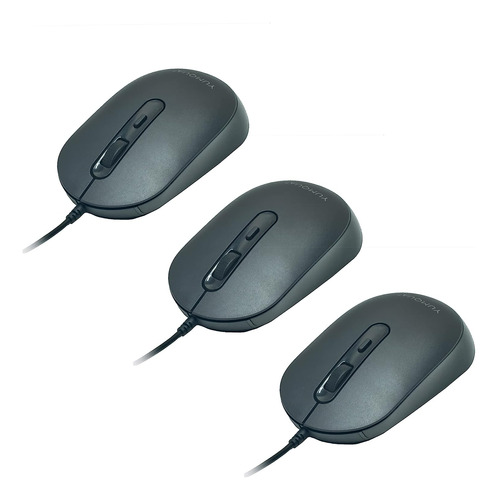 3 Mouse Negros Silenciosos Cable Usb Multidispositivo
