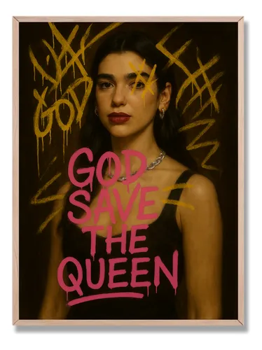 Cuadro Con Marco - Dua Lipa God Queen - Mi Cuadro Uy Marrón