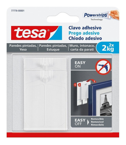 Clavo Adhesivo Tesa Pared Pintada 2kg X2und