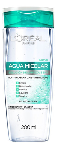 Agua Micelar L'Oréal Paris Hidra Total 5 200 mL Para Pieles Mixtas A Grasas