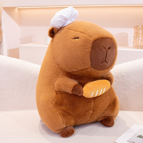 Peluche Capibara 50cm Chef Con Pan Baguette Cocinero Regalo