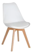 Comprar Silla Diseño Tulip Eames Comedor Living Diseño X3 Unidades Estructura de la silla Marrón claro Asiento Blanco Diseño de la tela Eco cuero