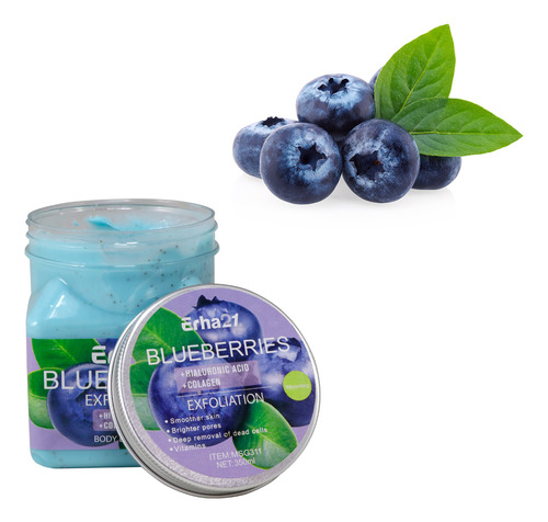 Exfoliante Corporal Diler De 350ml Fórmula Con Colágeno Y Ácido Hialurónico Para Piel Suave Limpia Y Revitalizada De Uso Diario O Semanal Aroma Mora azul