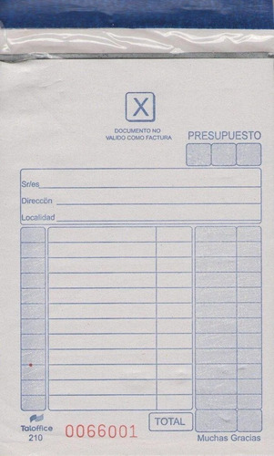 Imagen 1 de 6 de Talonario Presupuesto Chico Duplicado Con Carbónico X 120 Un