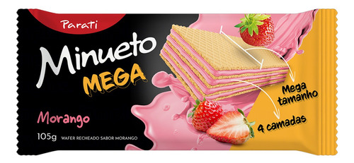 Biscoito Wafer Recheio Morango Minueto Mega Pacote 105g