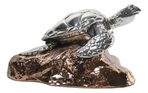 Figura Tortuga De Mar Plata 999 Electroformado Escultura.