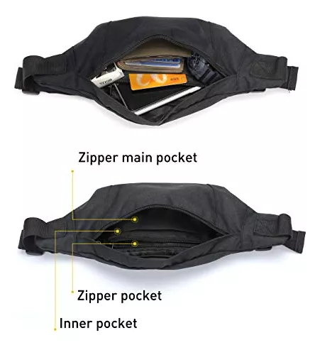Riñonera grande impermeable negra para hombres y mujeres, bolsa de  cinturón, bolsa de cadera con correa ajustable, riñonera ligera de primera  calidad