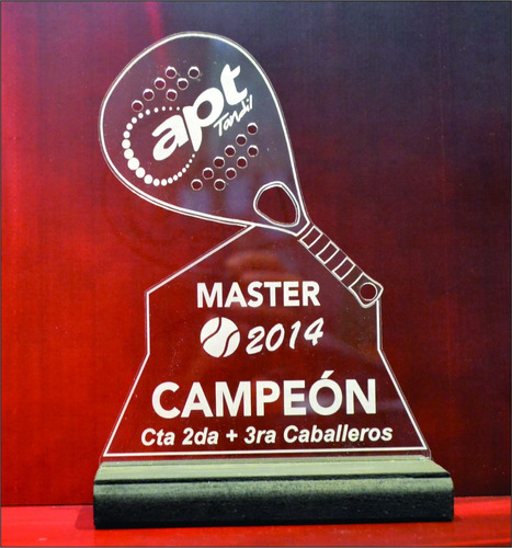 Imagen 1 de 6 de Trofeo Medalla Placa Acrilico Paddle Tenis Futbol X 15 Cm