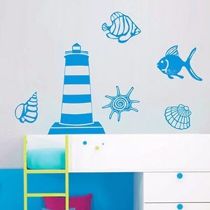 Vinilos Decorativos Faro Peces Mar Verano Jm8085