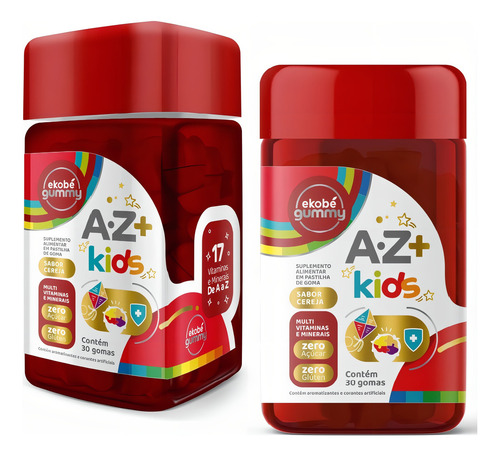 Az+ Kids - Multivitamínico - Ekobé - Sin azúcar - 30 gomitas con sabor a cereza
