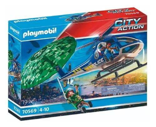 Playmobil 70569 Helicoptero Policia Persecucion Paracaidas 