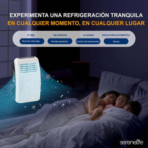Aire Acondicionado Portátil 8000 Btu Serenelife 3 En 1 Slpac Blanco