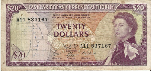 Billete, 20 Dollars, Undated (1965), Estados Del Caribe 