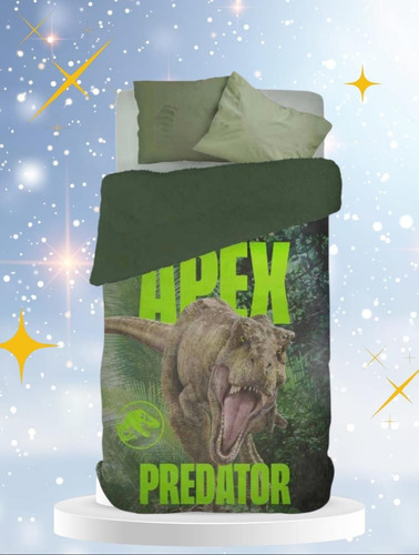 Combo Sabana Mas Frazada Cordero Piñata 1 1/2 P Tye Verde Dinosaurio