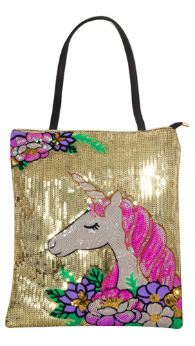 Bolsa/bolso De Unicornio Con Lentejuelas De Colores Color Dorado Diseño de la tela Sintético