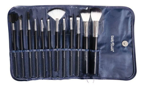 Kit de 12 pincéis para maquiagem Macrilan KP1-5C azul-escuro