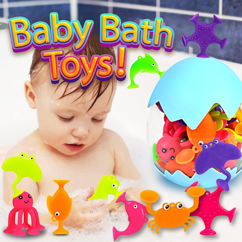 Juguetes De Baño De Succión Para Niños, 18 Piezas De Sili...