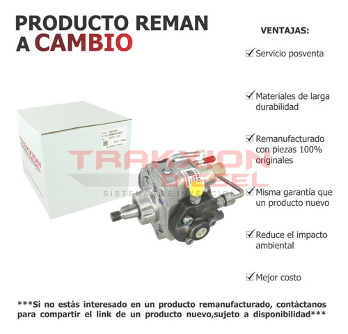 Bomba Alta Presión Diesel Reman Para Np300, Cabstar Nissan (Reacondicionado)