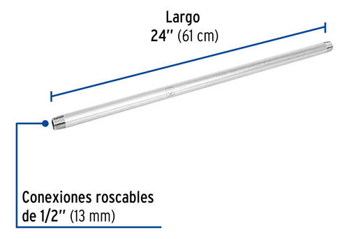 Niple Galvanizado 1/2 X 24´ Conexión Tubos Manguera 47523