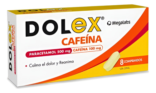 Dolex Cafeína® 500 Mg X 8 Comp. - Analgesico - Pack X3