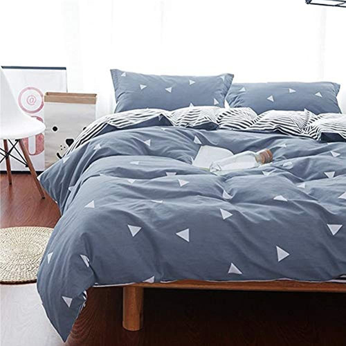 Juego De Funda Nordica King Bedding Uozzi Azul Gris Y Tria