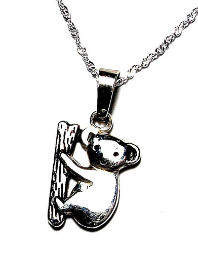Imagen 3 de 9 de Dije Koala Con Cadena En Plata Ley.925
