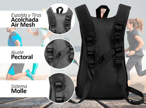 Imagen 4 de 10 de Mochila Everlast Running Trekking Deporte Hidratacion Ligera