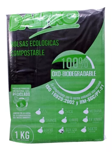 Bolsa Negra Para Basura Jumbo Reciclable 90x120cm 1kg 8 Pzas