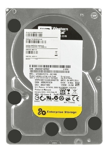 Disco Duro 2tb Wd Western Digital Re4 Sata/300 7200rpm 64mb