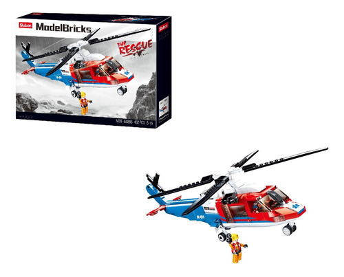 Sluban Modelbricks Helicoptero Rescate 402 Piezas M38-b0886
