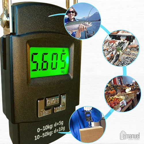 Imagem 4 de 8 de Balança Digital Portátil De Mão P/ Bolsa Mala Peixe Até 50kg