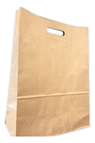 Bolsa Kraft Papel Madera Marrón C/manija Troquel 33x45 X50 U