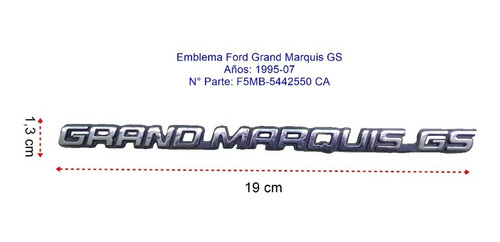 Emblema Ford Grand Marquis Gs 1995-07