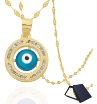 Comprar Medalla Dije Ojo Turco Gargantilla Cadena Oro 10k Mujer 45cm Azul Mujer Niña Niño Bebe Dije Oro Puro 10k Oro Mujer Dama Oro 10k Protección Mal De Ojo Nudo Bruja Collar Ojo Turco Gargantilla Ojo Turco