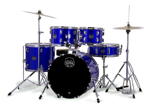 Mapex Comet Bateria 5 Cuerpos Con Fierros Platillos Banqueta Color Azul