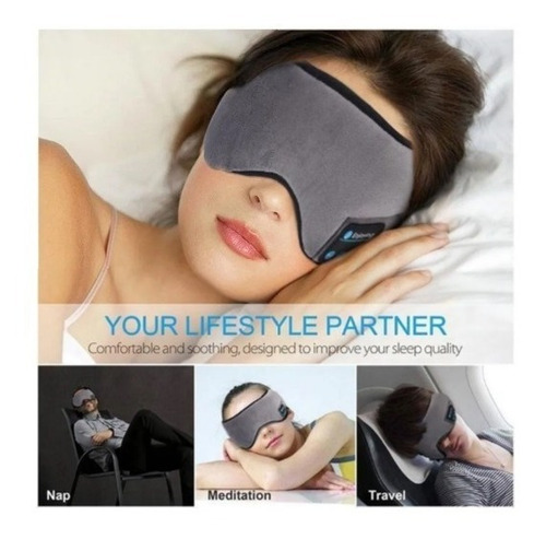 Imagem 3 de 5 de Máscara De Dormir Tapa Olho C/ Fone De Ouvido Bluetooth