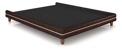Cama Avulsa Para Colchão King Torres Madeira Pu Marrom