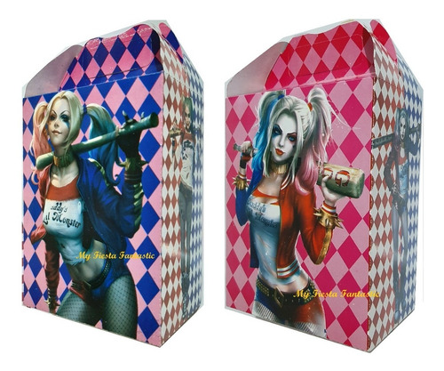 Imagen 1 de 10 de Escuadron Ave Harley Quinn Set 30 Cajitas Dulceras Bolo Feli