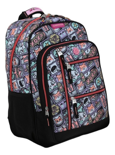 Mochila Escolar Backpack Chenson Happy Girl Portalaptop Rosa Color Negro Diseño De La Tela Lisa