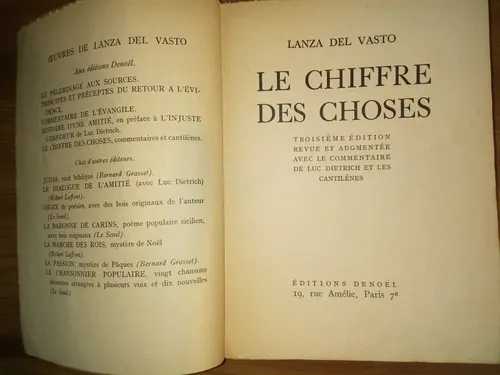 Libro Le Chiffre Des Choses Lanza Del Vasto