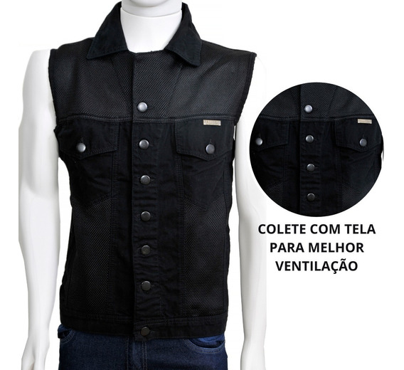 colete jeans motociclista