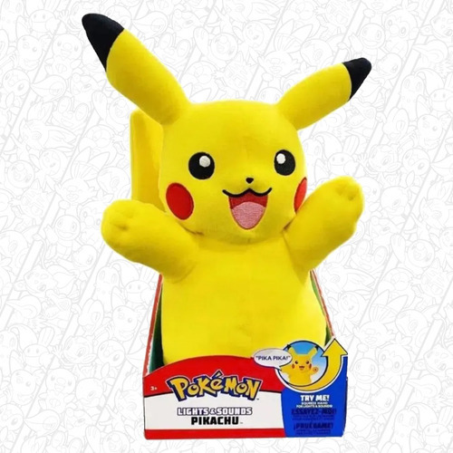 Pelúcia Pikachu Com Luz E Som 30 Cm Boneco Pokemon Sunny