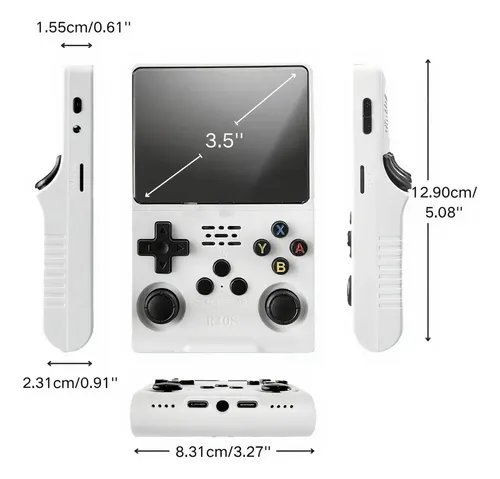 Consola Portátil R40S Con 30.000 Juegos Retro – Sistema Linux, Pantalla IPS 3.5″ Y Batería 3800 MAh, Almacenamiento 256 GB (Verde Transparente)