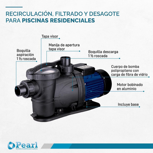 Bomba Pileta Autocebante Pearl Pool Ii 75 0.75 Hp