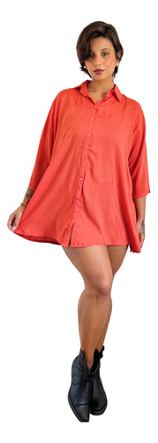 Camisa Oversize Manga 3/4 Axioma Tendencia Talles Grandes