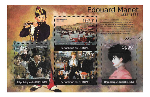 #12013 Estampillas Burundi 2o12 Pinturas Manet S+bloc Mint