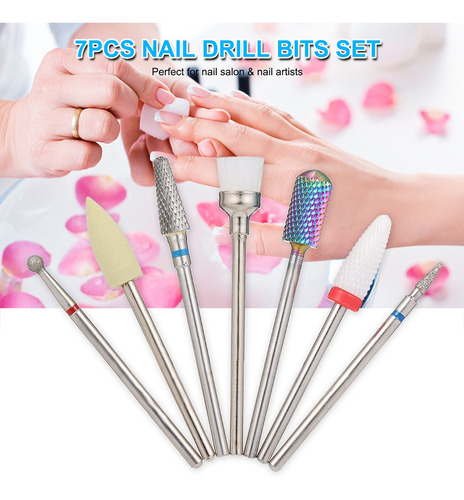 Juego De 7 Brocas Para Uñas Para Quitar Gel De Limpieza De C