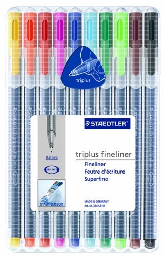 Bolígrafos Triplex Fineliner De Staedtler, Paquete De 10, Co