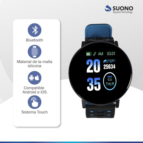 Reloj Inteligente Smartwatch Plus Pulsera Bluetooth Color de la malla Azul