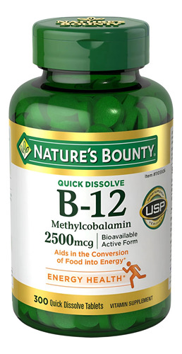 Nature Bounty Vitamina B12 Methylcobalamin X 300 Tabletas
